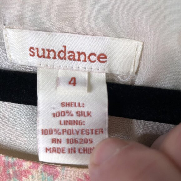 Sundance Dress Womens 4 Multicolor Silk Floral Cap Sleeve Lined Pastel Midi - Picture 5 of 16